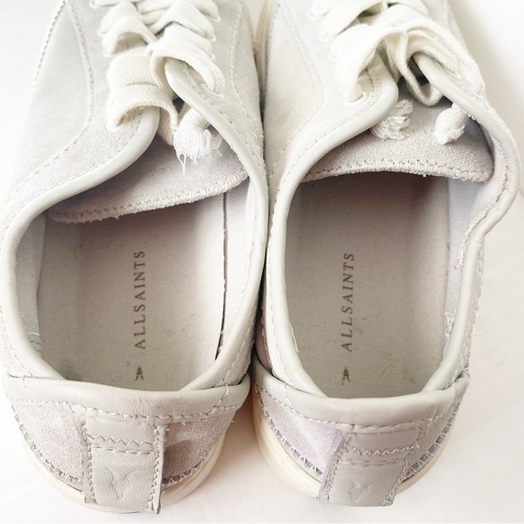 Never worn! AllSaints Milla suede platform sneakers, light gray Size 7 - Picture 7 of 12